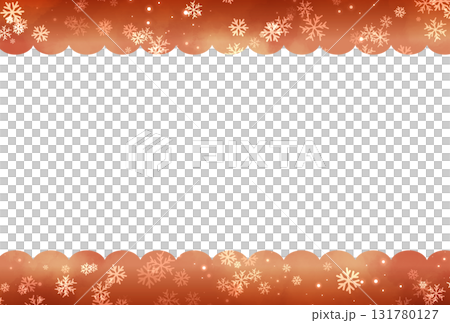 Orange snowflake background and falling snow winter frame Orange snowflake background and falling snow winter frame 131780127