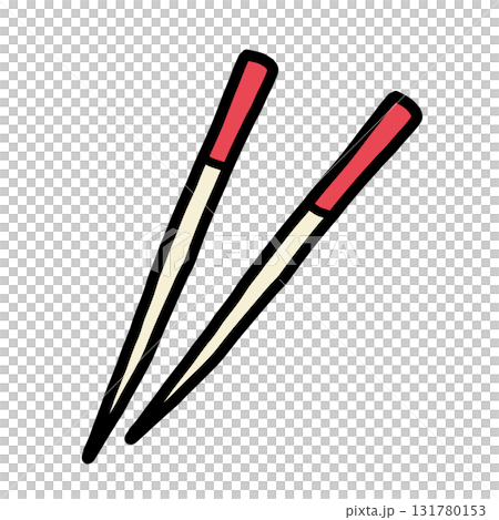 手描き線画のシンプルで可愛い箸のイラスト 131780153