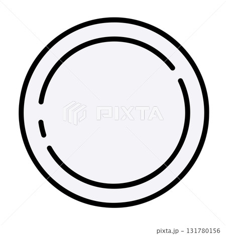 手描き線画のシンプルで可愛い皿のイラスト 131780156