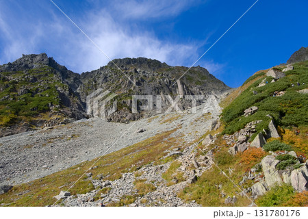 北アルプス、ザイテングラートから見上げる奥穂高岳 北アルプス、ザイテングラートから見上げる奥穂高岳 131780176