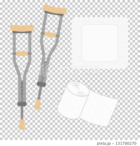 拐杖、繃帶和補丁插圖集 131780270