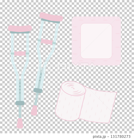 拐杖、繃帶和補丁插圖集 131780273