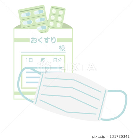 薬とマスクのイラストセット 薬とマスクのイラストセット 131780341