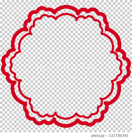 赤色のシンプルな花のようなフレーム 131780391