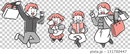 一家四口在購物時微笑 131780447