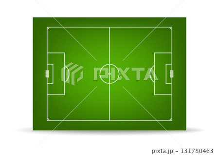 Soccer Field Set, Vector Illustration. Green Soccer Field Top View. Soccer Field Layout, Football Pitch Markings, Stadium, Board Background 131780463