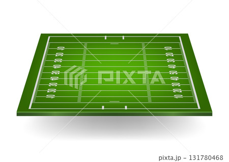 American Football Field, Vector Illustration. Green American Football Field Top View. American Football Field Background for Sport Design 131780468