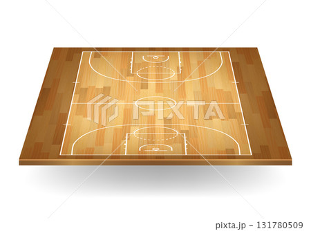 Basketball Court Top View on Wooden Floor. Basketball Court Layout with Lines and Markings. Basketball Court Background. Parquet Hardwood Indoor Arena, Sports Field Template Basketball Court Top View on Wooden Floor. Basketball Court Layout with Lines and Markings. Basketball Court Background. Parquet Hardwood Indoor Arena, Sports Field Template 131780509