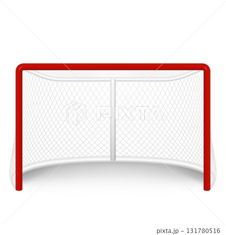Ice Hockey Goal Net, Vector Illustration. Realistic Rink Gate with Red Posts and White Mesh, Isolated. Hockey Goal Net for Training and Game. Hockey Goal Net Icon, Hockey Goal Net Ice Hockey Goal Net, Vector Illustration. Realistic Rink Gate with Red Posts and White Mesh, Isolated. Hockey Goal Net for Training and Game. Hockey Goal Net Icon, Hockey Goal Net 131780516