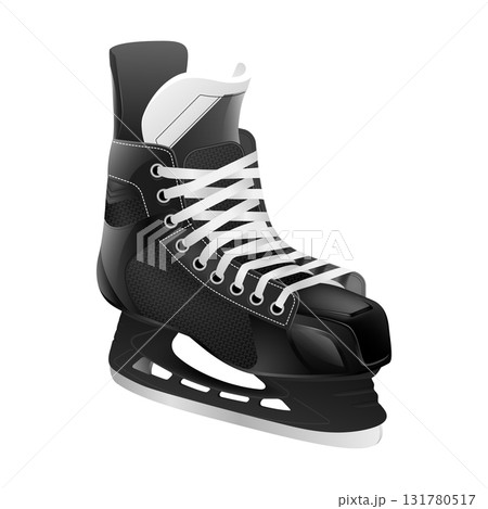 Vector Ice Hockey Skate Boot with Laces and Blade. 3d Realistic Isolated Ice Hockey Skate Boot for Sport Design. Hockey Skate Illustration. Hockey Skate Equipment, Side View Vector Ice Hockey Skate Boot with Laces and Blade. 3d Realistic Isolated Ice Hockey Skate Boot for Sport Design. Hockey Skate Illustration. Hockey Skate Equipment, Side View 131780517