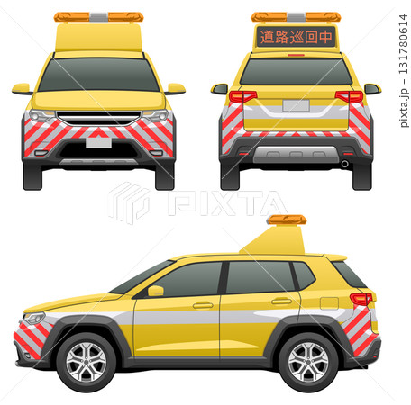 3方向から見た車のイラスト（SUVタイプの道路パトロールカー） 131780614