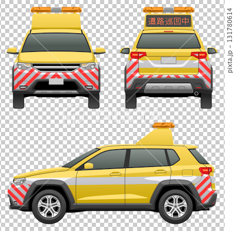 3方向から見た車のイラスト（SUVタイプの道路パトロールカー） 131780614