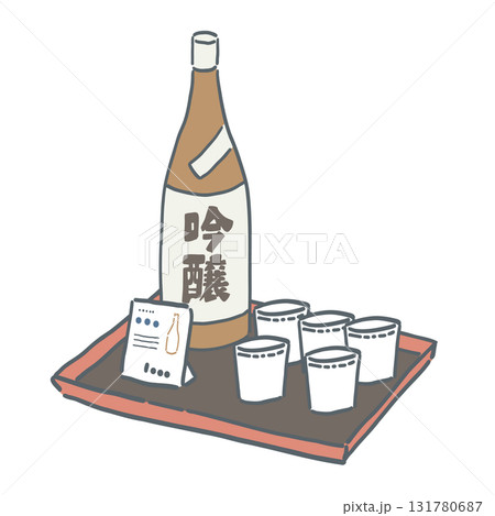 日本酒の試飲コーナーをイメージしたイラスト 131780687