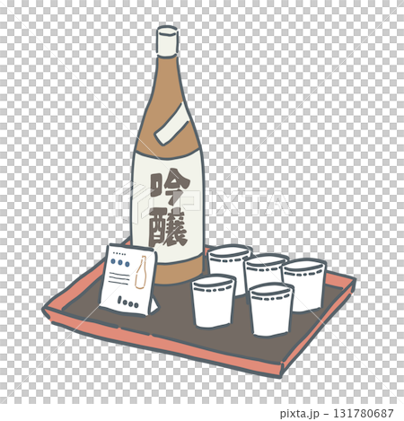 日本酒の試飲コーナーをイメージしたイラスト 131780687