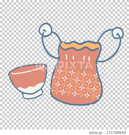 Illustration of sake cup and sake cup holder 131780689