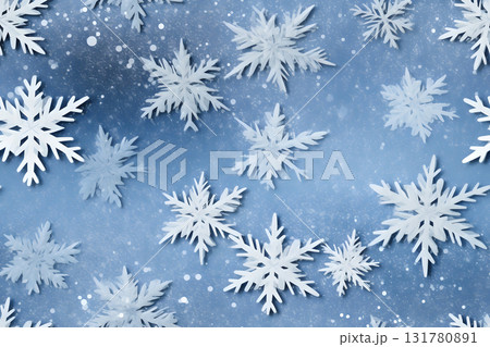 seamless pattern of snowflakes on dark blue background, neural network generated 131780891