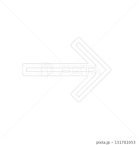 白色のシンプルな矢印アイコン、発光感のある白い矢印マーク、明るくクリーンな矢印デザイン素材 131781053