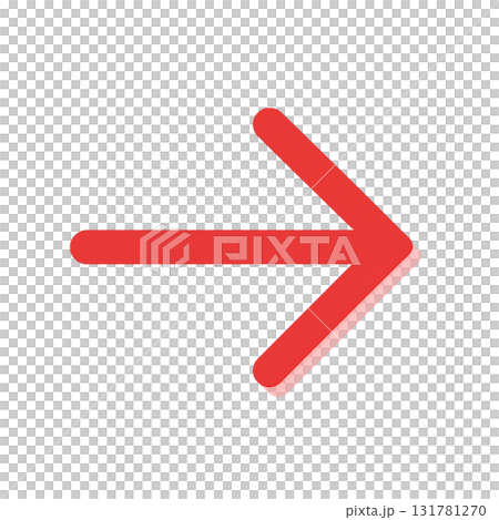 Bright red arrow icon, red arrow mark for emphasis, eye-catching red direction sign 131781270
