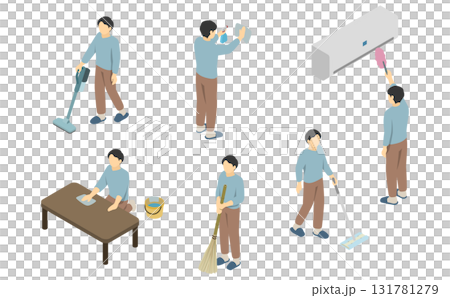 等距圖解： 清潔人員 131781279