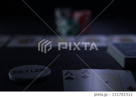 the poker game in casino chips cards and the poker table the poker game in casino chips cards and the poker table 131781311