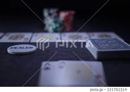 the poker game in casino chips cards and the poker table the poker game in casino chips cards and the poker table 131781314