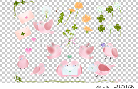 Bird and clover set (pink) Bird and clover set (pink) 131781826