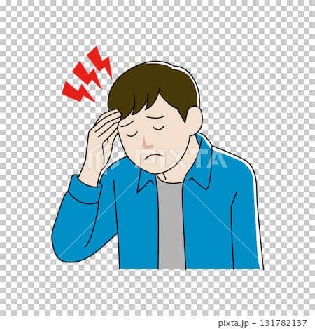 優しいタッチの頭痛に悩む男性 優しいタッチの頭痛に悩む男性 131782137