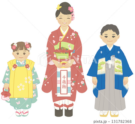着物を着た子供たち　七五三 131782368