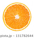 Orange fruit slice top view on white background 131782644