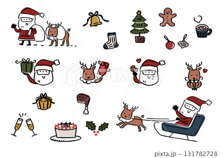 かわいいクリスマスの手描きイラストセット① 131782728