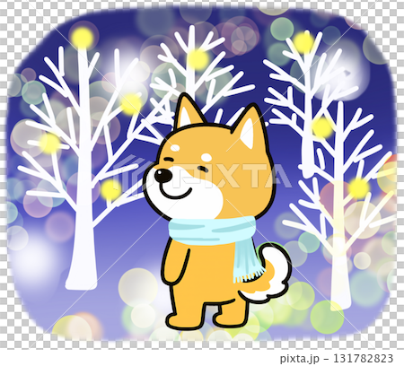 柴犬欣賞美麗的燈飾 131782823