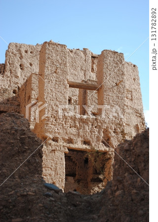 Overview of a typical Berber village in Atlas mountains, Morocco.  131782892