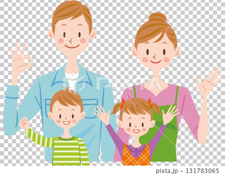 家族のイラスト　4人家族　ファミリー 131783065