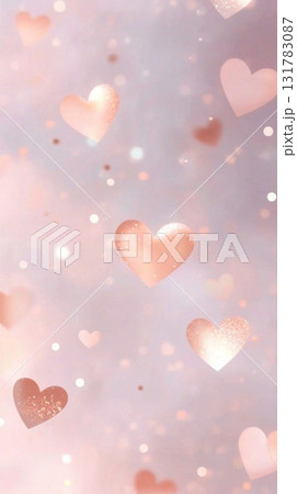 St Valentines day themed background with pink crystal hearts, copy space St Valentines day themed background with pink crystal hearts, copy space 131783087