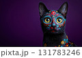 Black cat with colorful Day of the Dead art, created AI 131783246