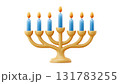 Blue candles on menorah symbolize Hanukkah joy, created AI, PNG 131783255