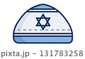 Blue and white Hanukkah kippah decoration, created AI, PNG 131783258