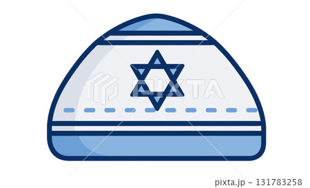 Blue and white Hanukkah kippah decoration, created AI, PNG 131783258