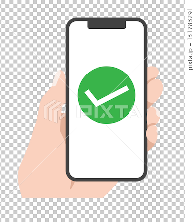 Smartphone screen check mark illustration 131783291