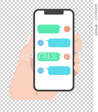 Smartphone screen SNS message illustration 131783294