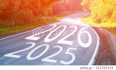 A road with the numbers 2016 and 2025 written on it 131783314