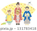 着物を着た子供たち　七五三　背景あり 131783418