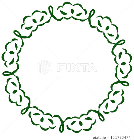 緑色のリボンのような装飾のレースのフレーム 131783474