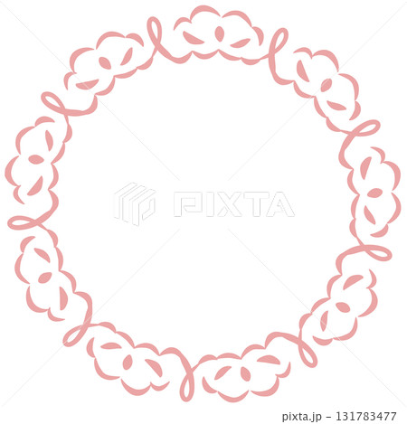 ピンク色のリボンのような装飾のレースのフレーム ピンク色のリボンのような装飾のレースのフレーム 131783477