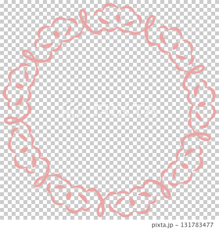 ピンク色のリボンのような装飾のレースのフレーム ピンク色のリボンのような装飾のレースのフレーム 131783477