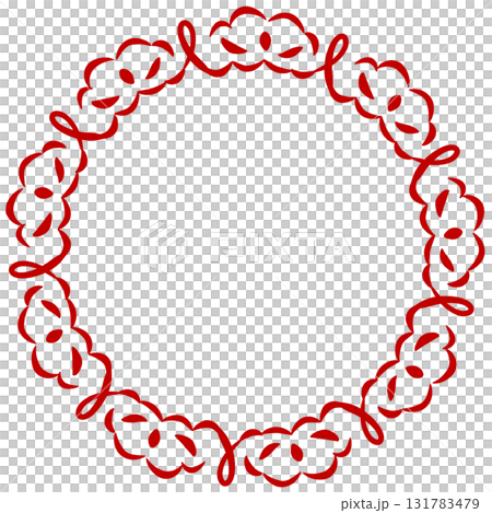 赤いリボンのような装飾のレースのフレーム 131783479