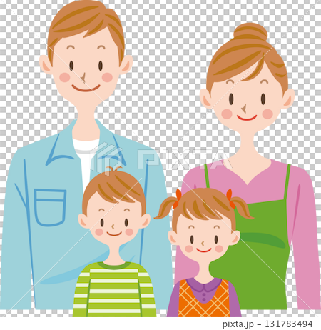 家族のイラスト 4人家族 ファミリー 家族のイラスト 4人家族 ファミリー 131783494