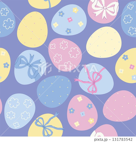 Seamless pattern with decorated Easter eggs. Vector graphics. Seamless pattern with decorated Easter eggs. Vector graphics. 131783542