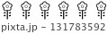 6本の花の手描き風イラスト　黒線画 131783592