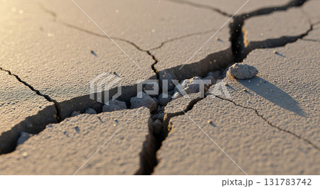 Deep Fault Line Across Asphalt Caused by Earthquake Deep Fault Line Across Asphalt Caused by Earthquake 131783742